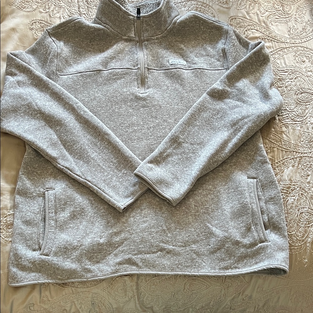 Eddie Bauer Men's Heather Tan Zip-Up Sweater